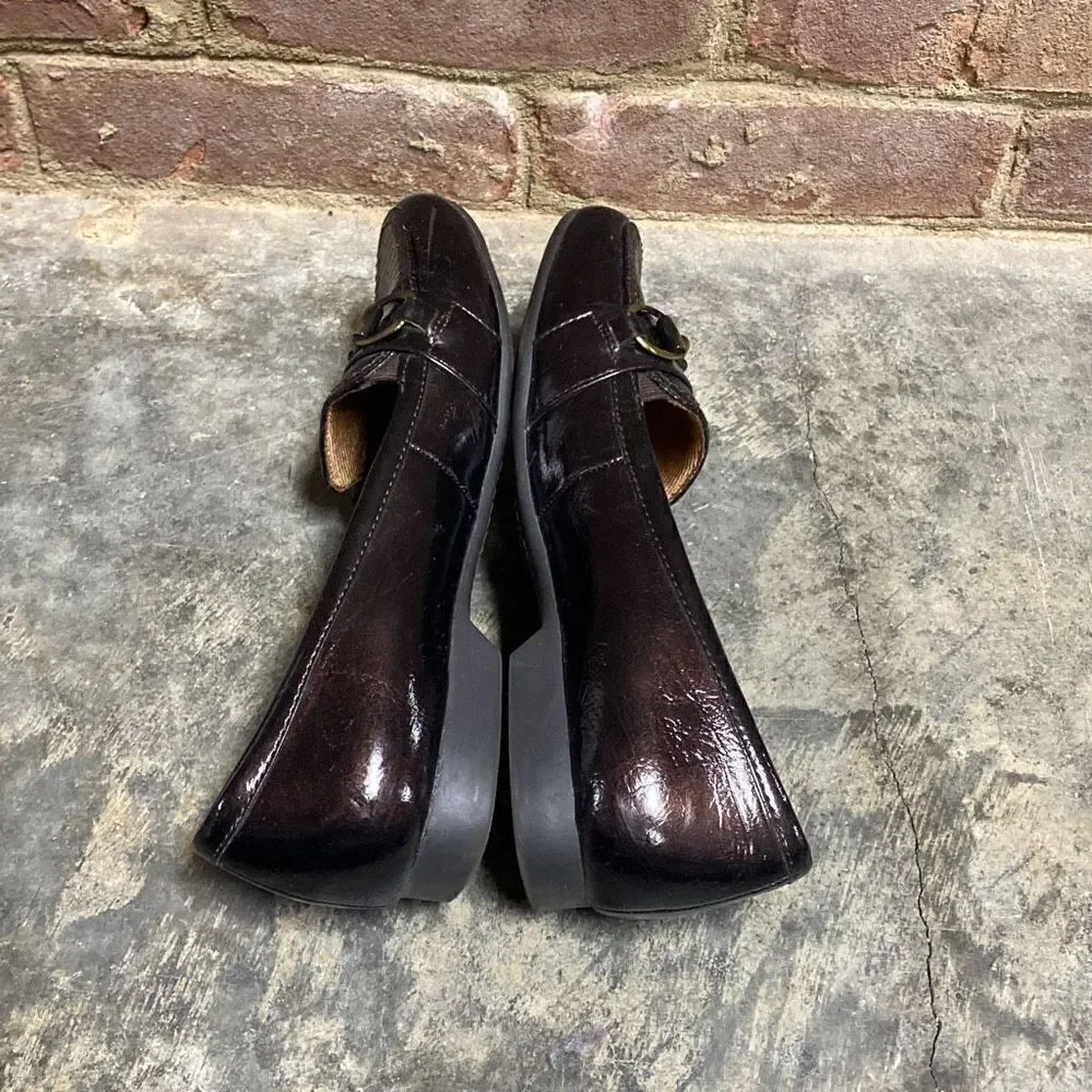 LifeStride Embers Brown Patent Croco Slip-on Loafers Size 9